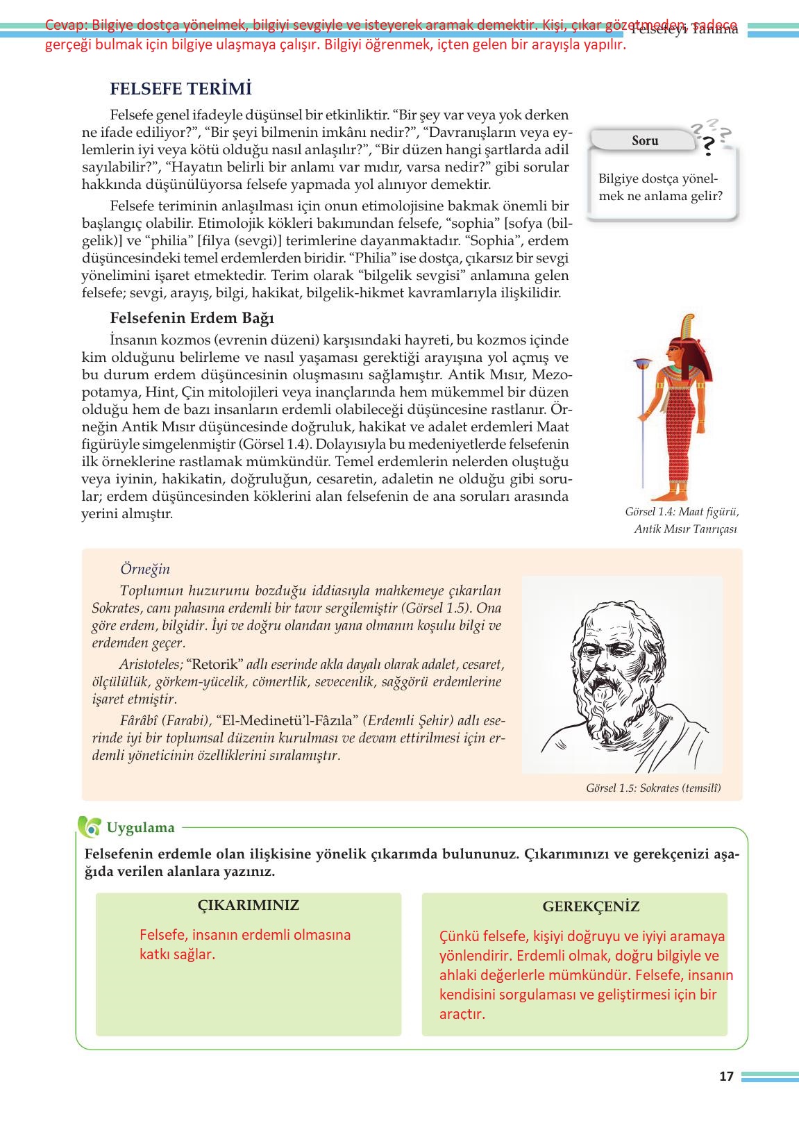 10. Sınıf Meb Yayınları Felsefe Ders Kitabı Sayfa 17 Cevapları