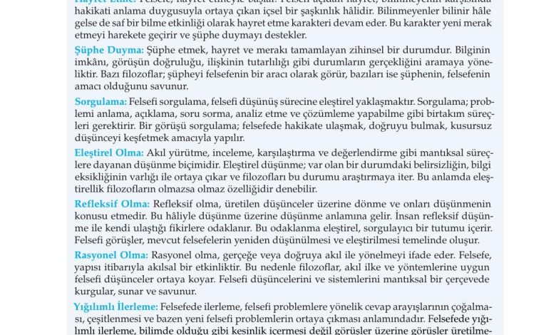 10. Sınıf Meb Yayınları Felsefe Ders Kitabı Sayfa 25 Cevapları