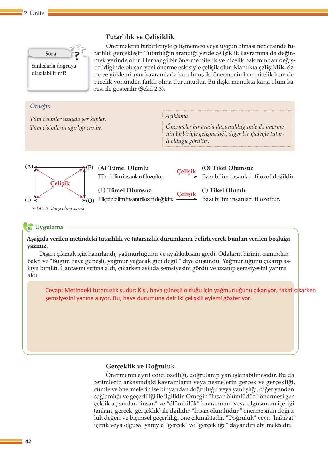 10. Sınıf Meb Yayınları Felsefe Ders Kitabı Sayfa 42 Cevapları