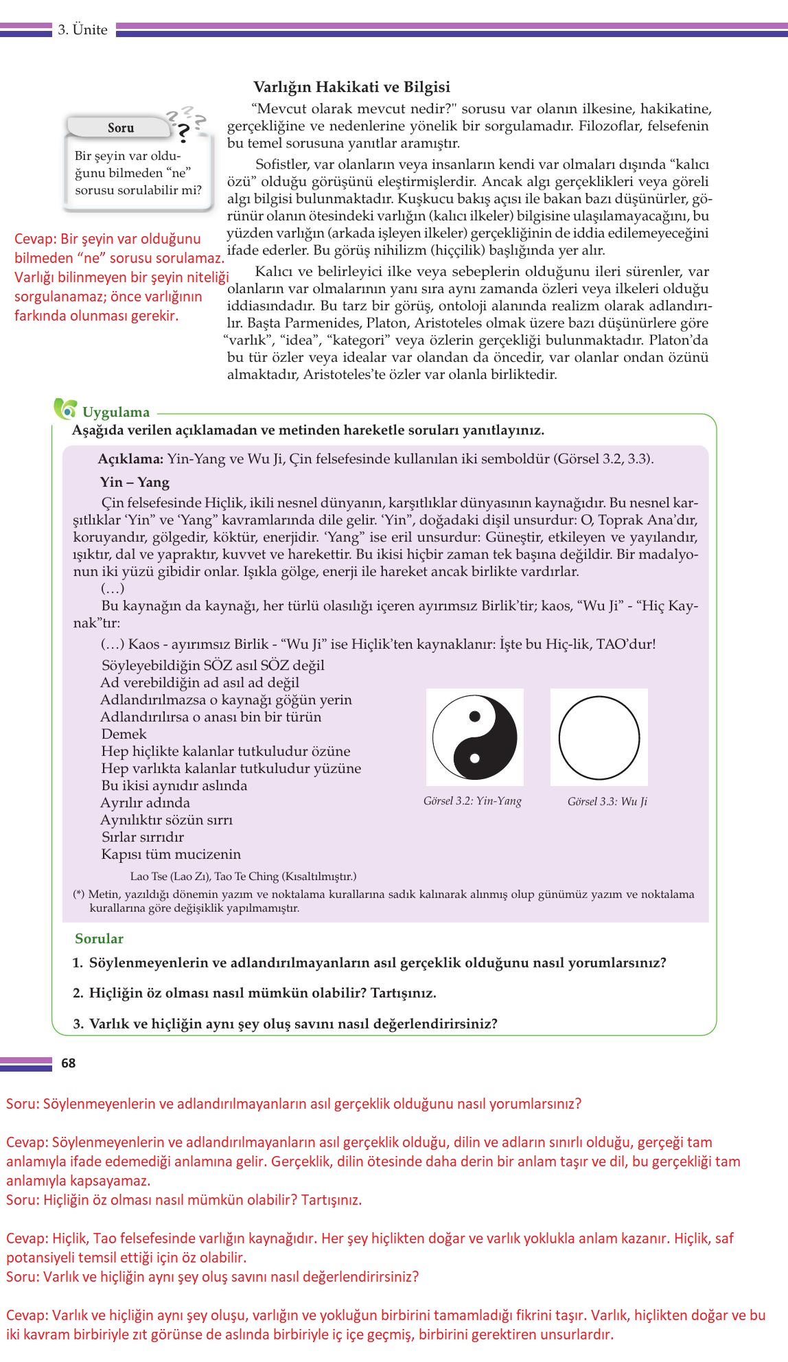 10. Sınıf Meb Yayınları Felsefe Ders Kitabı Sayfa 68 Cevapları