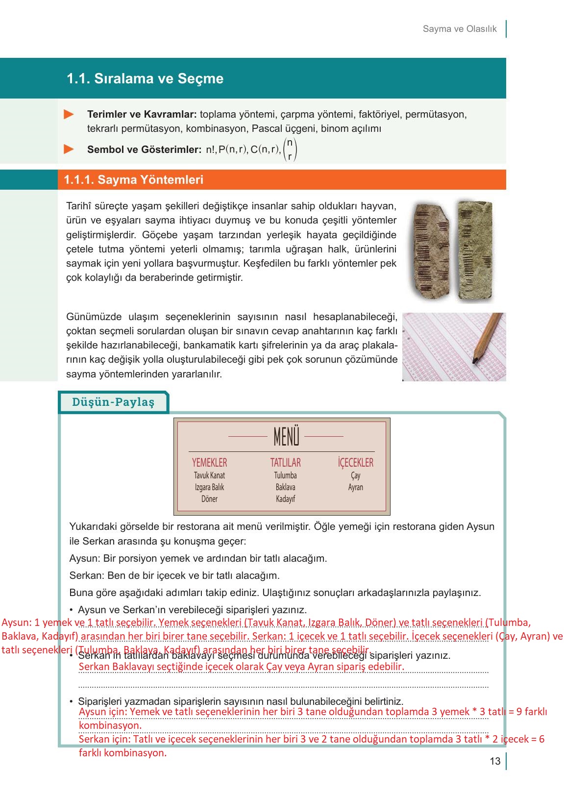 10. Sınıf Meb Yayınları Matematik Ders Kitabı Sayfa 13 Cevapları