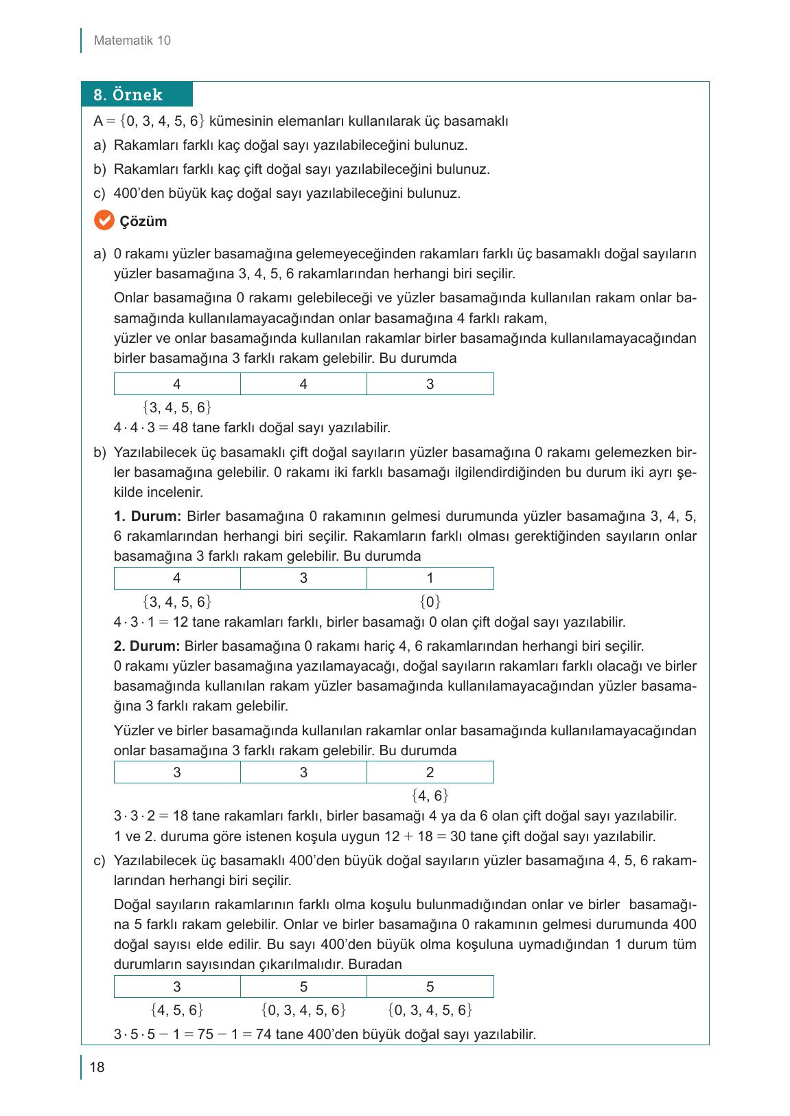 10. Sınıf Meb Yayınları Matematik Ders Kitabı Sayfa 18 Cevapları