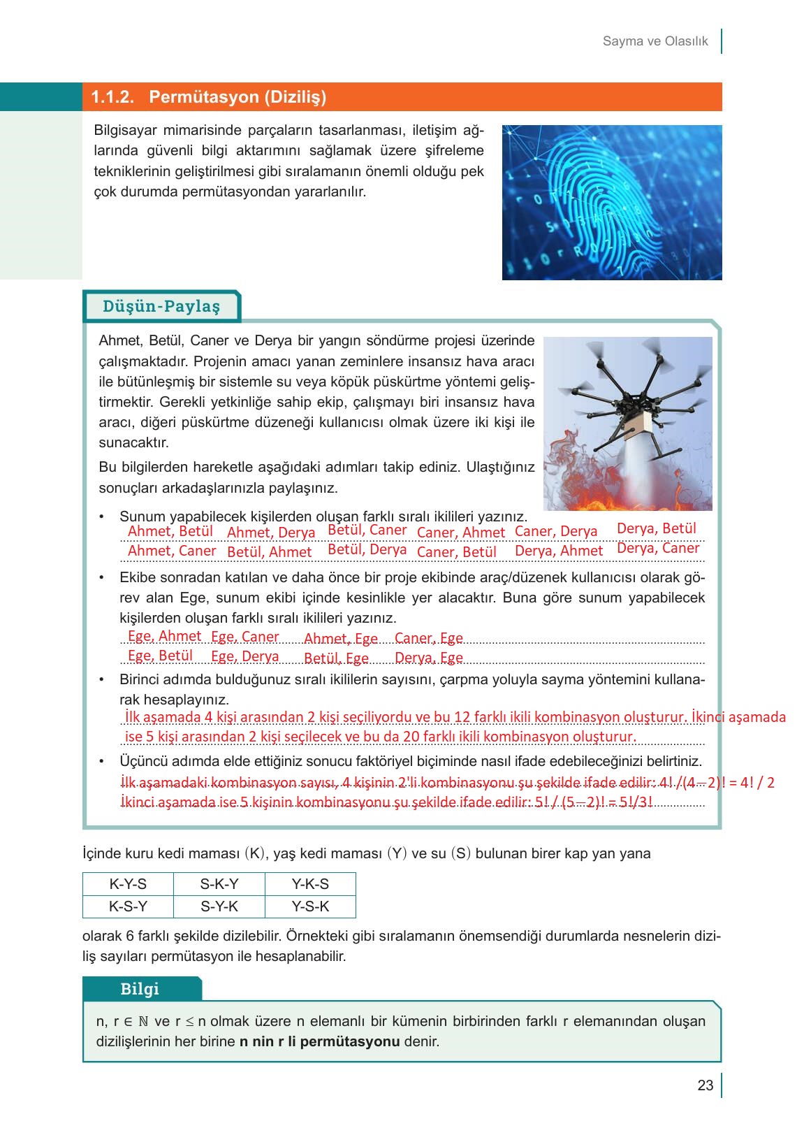 10. Sınıf Meb Yayınları Matematik Ders Kitabı Sayfa 23 Cevapları