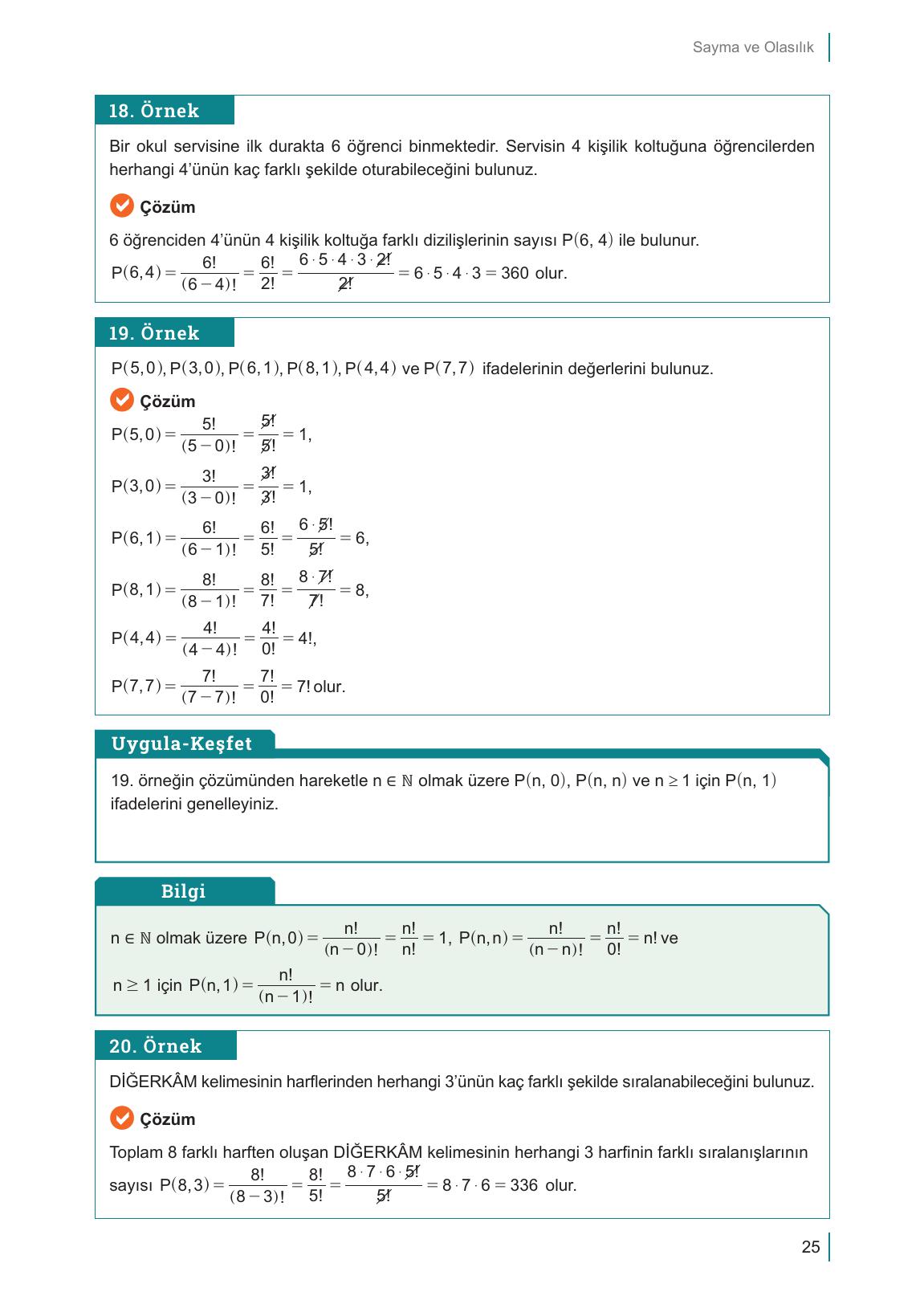 10. Sınıf Meb Yayınları Matematik Ders Kitabı Sayfa 25 Cevapları