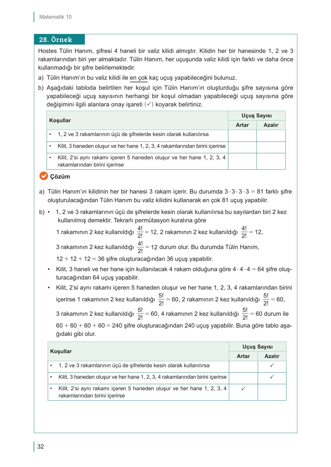 10. Sınıf Meb Yayınları Matematik Ders Kitabı Sayfa 32 Cevapları