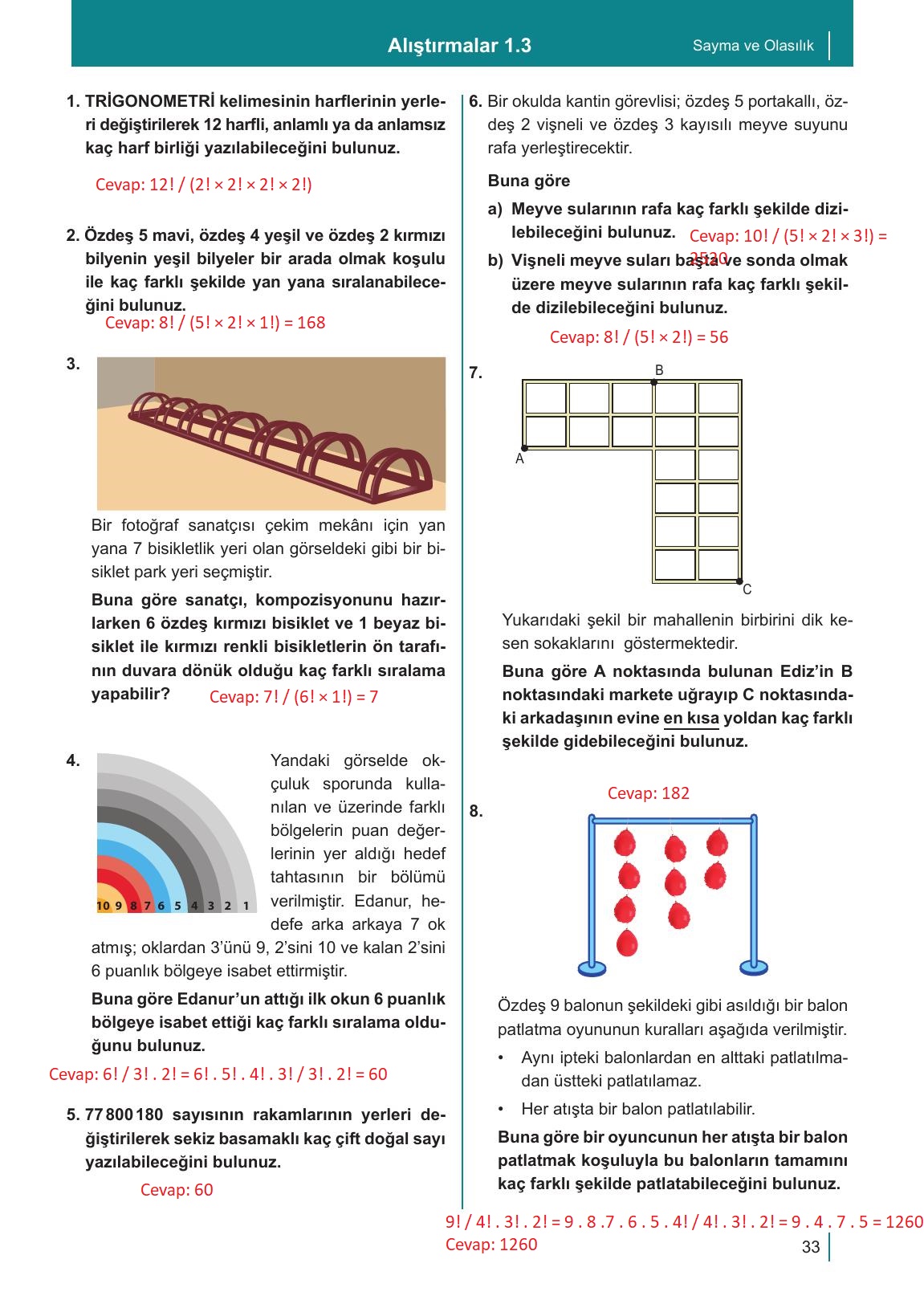 10. Sınıf Meb Yayınları Matematik Ders Kitabı Sayfa 33 Cevapları