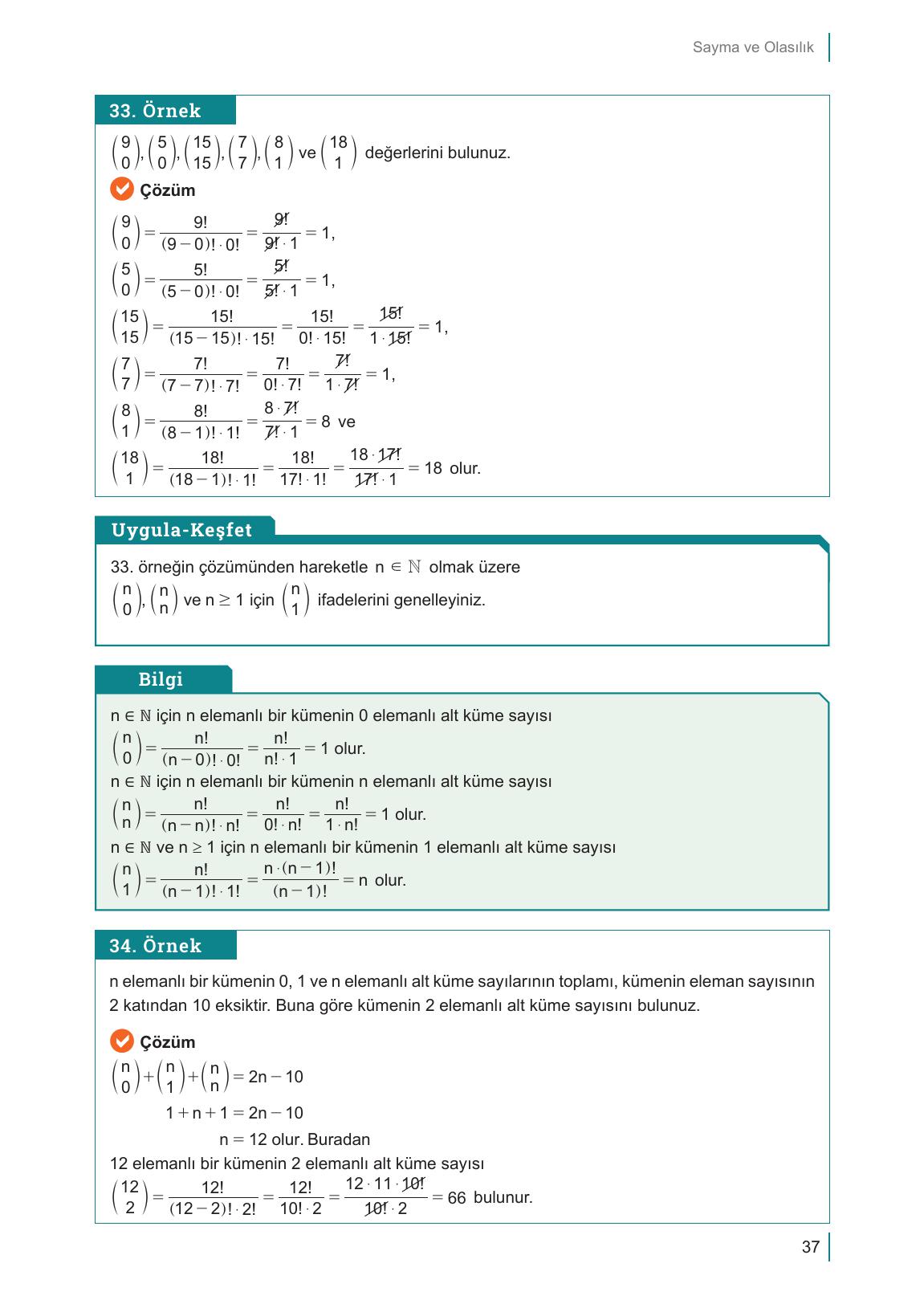 10. Sınıf Meb Yayınları Matematik Ders Kitabı Sayfa 37 Cevapları