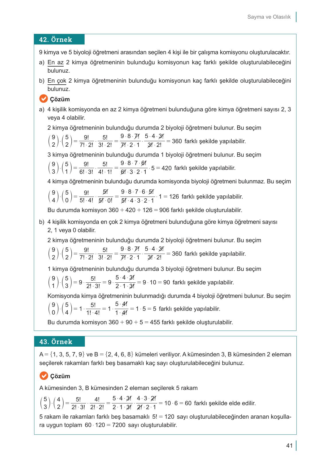 10. Sınıf Meb Yayınları Matematik Ders Kitabı Sayfa 41 Cevapları