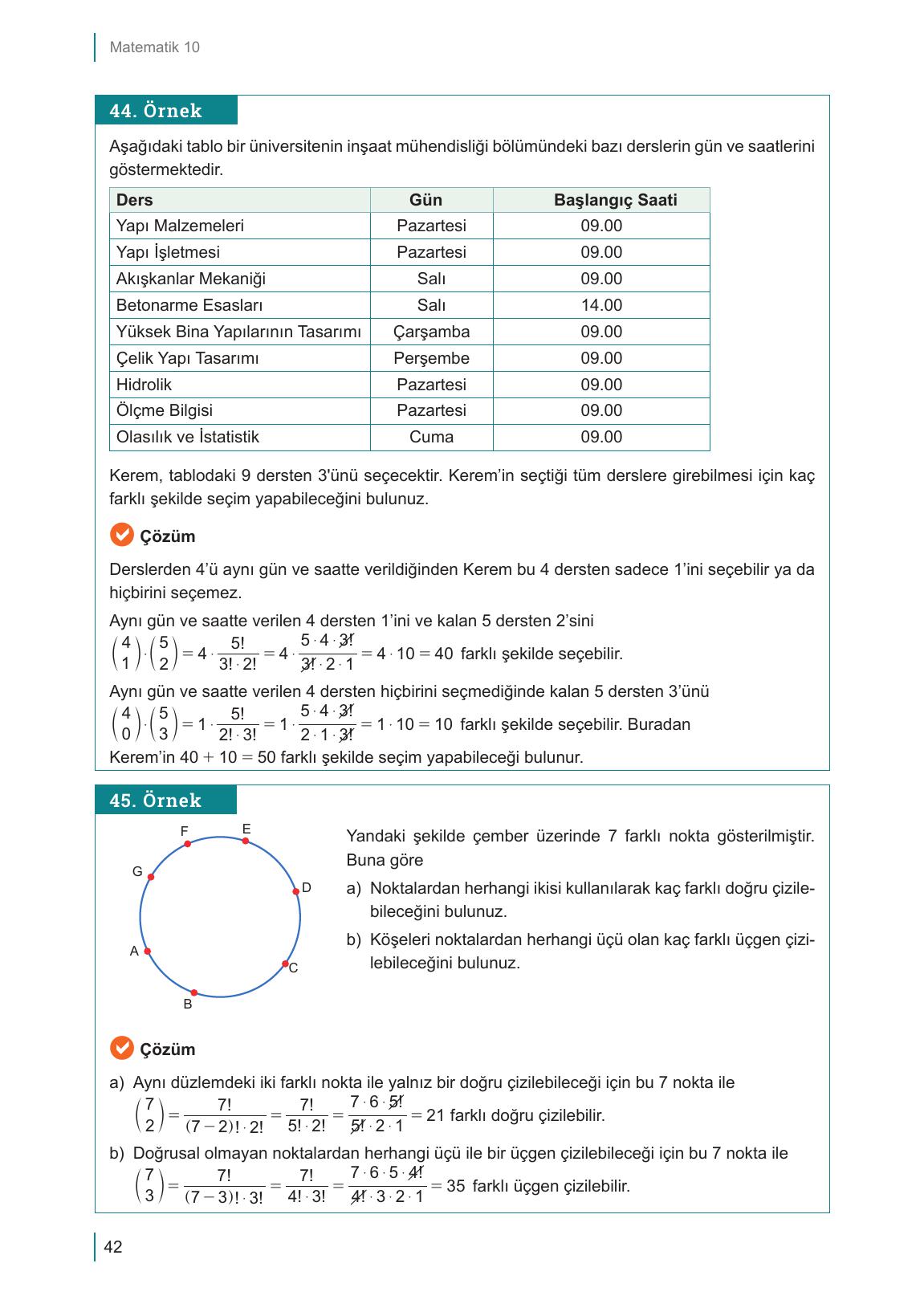 10. Sınıf Meb Yayınları Matematik Ders Kitabı Sayfa 42 Cevapları