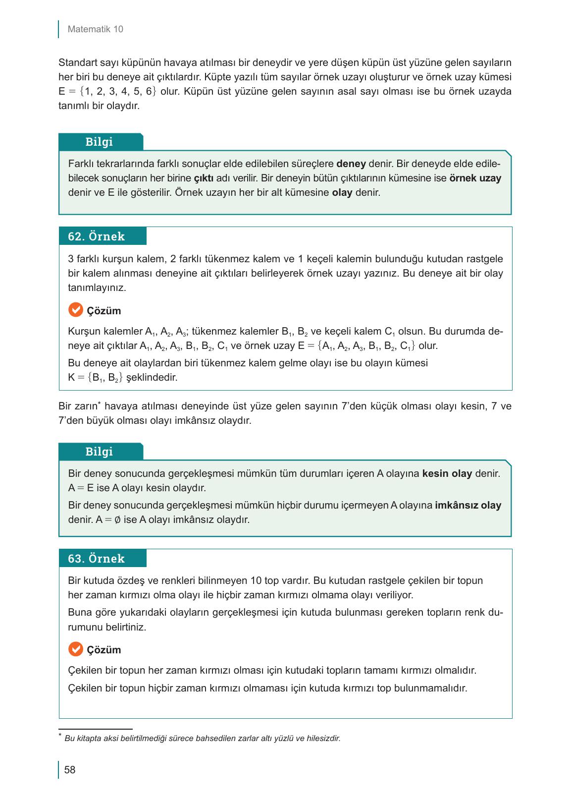 10. Sınıf Meb Yayınları Matematik Ders Kitabı Sayfa 58 Cevapları