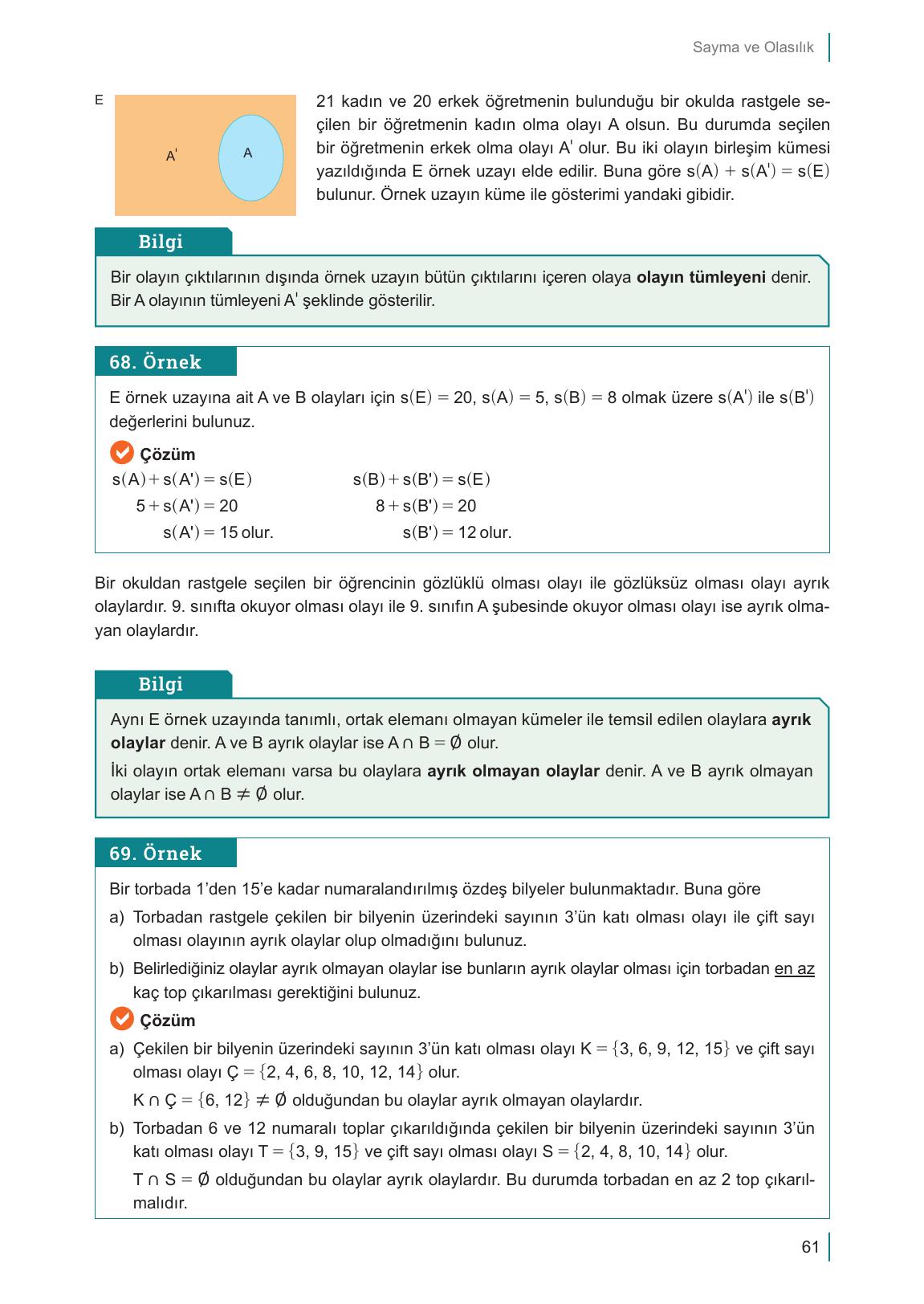 10. Sınıf Meb Yayınları Matematik Ders Kitabı Sayfa 61 Cevapları