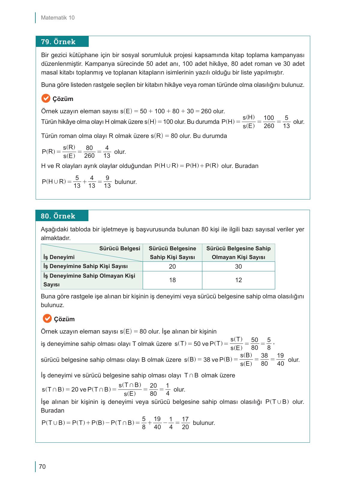 10. Sınıf Meb Yayınları Matematik Ders Kitabı Sayfa 70 Cevapları