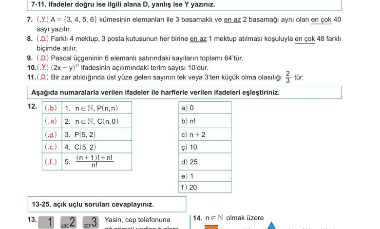 10. Sınıf Meb Yayınları Matematik Ders Kitabı Sayfa 73 Cevapları