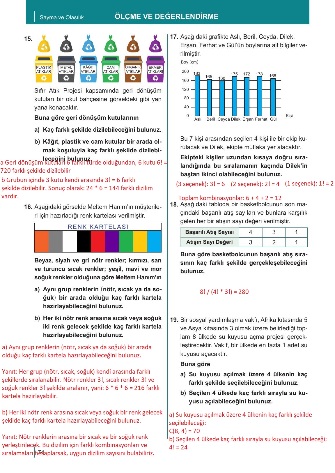 10. Sınıf Meb Yayınları Matematik Ders Kitabı Sayfa 74 Cevapları