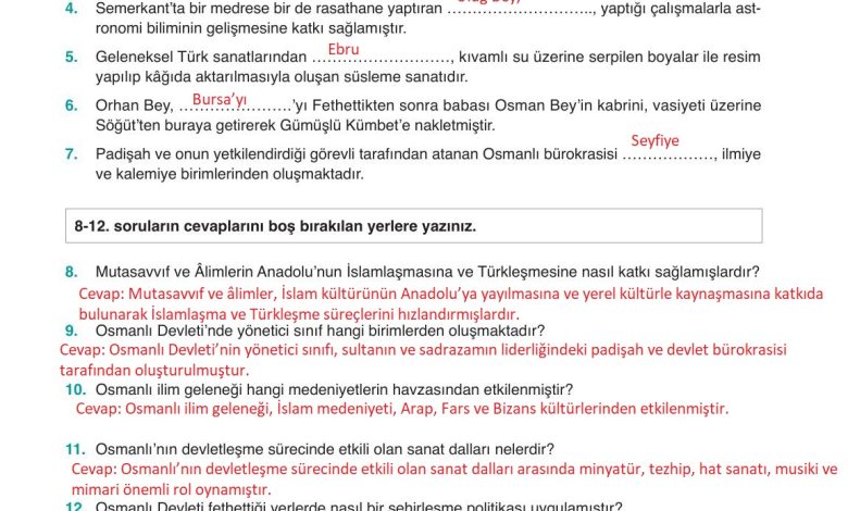 10. Sınıf Meb Yayınları Tarih Ders Kitabı Sayfa 120 Cevapları