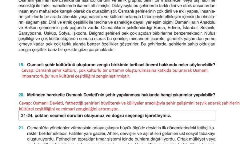 10. Sınıf Meb Yayınları Tarih Ders Kitabı Sayfa 122 Cevapları