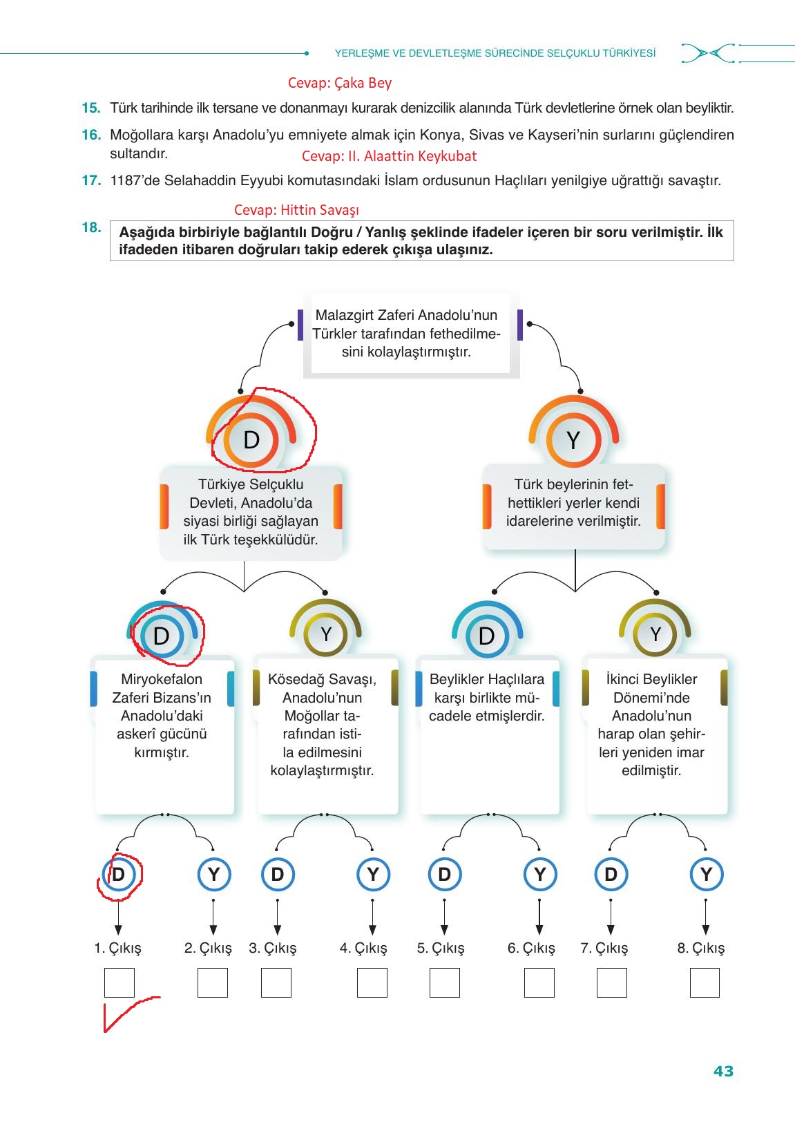10. Sınıf Meb Yayınları Tarih Ders Kitabı Sayfa 43 Cevapları