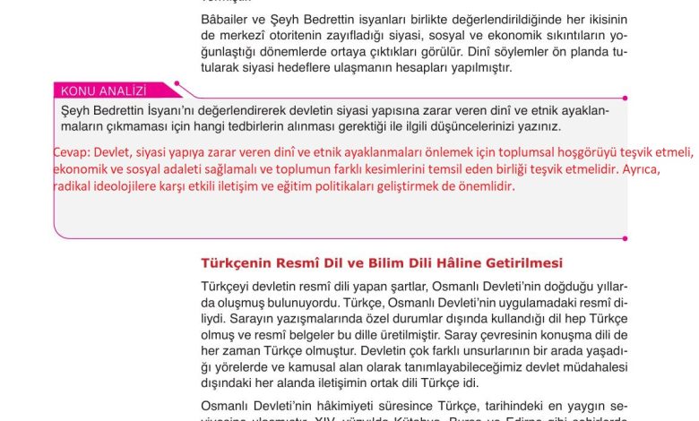 10. Sınıf Meb Yayınları Tarih Ders Kitabı Sayfa 78 Cevapları