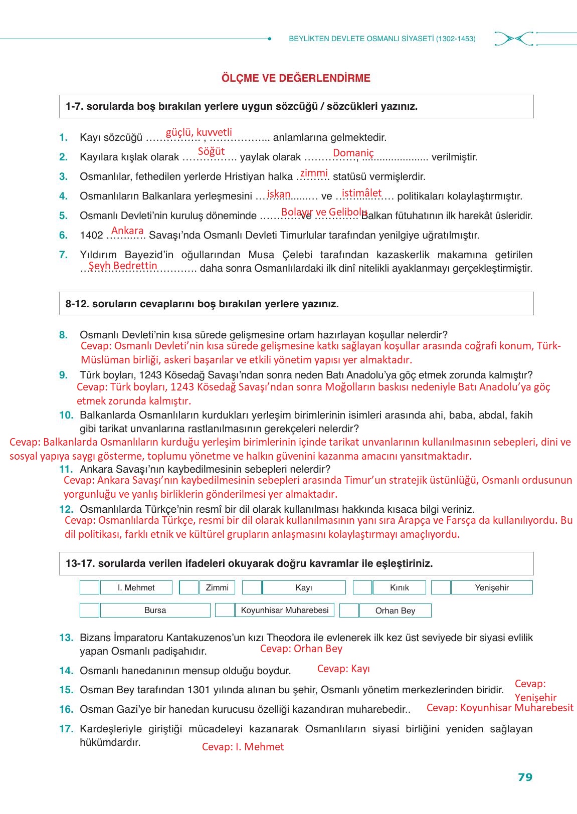 10. Sınıf Meb Yayınları Tarih Ders Kitabı Sayfa 79 Cevapları