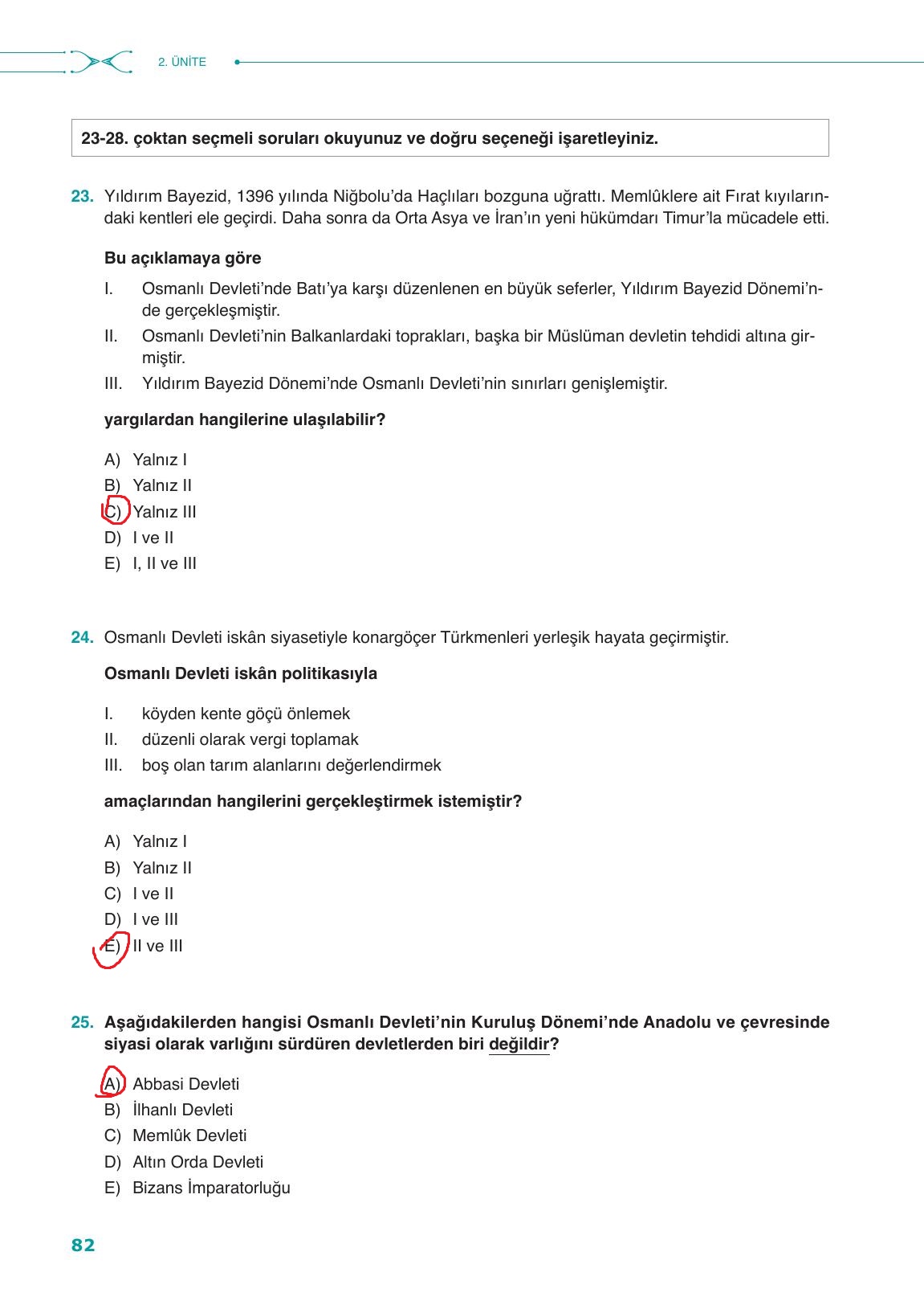 10. Sınıf Meb Yayınları Tarih Ders Kitabı Sayfa 82 Cevapları