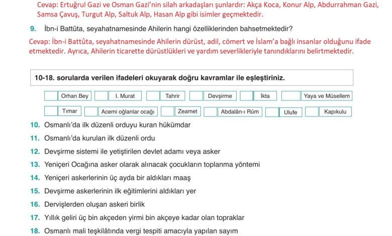 10. Sınıf Meb Yayınları Tarih Ders Kitabı Sayfa 96 Cevapları