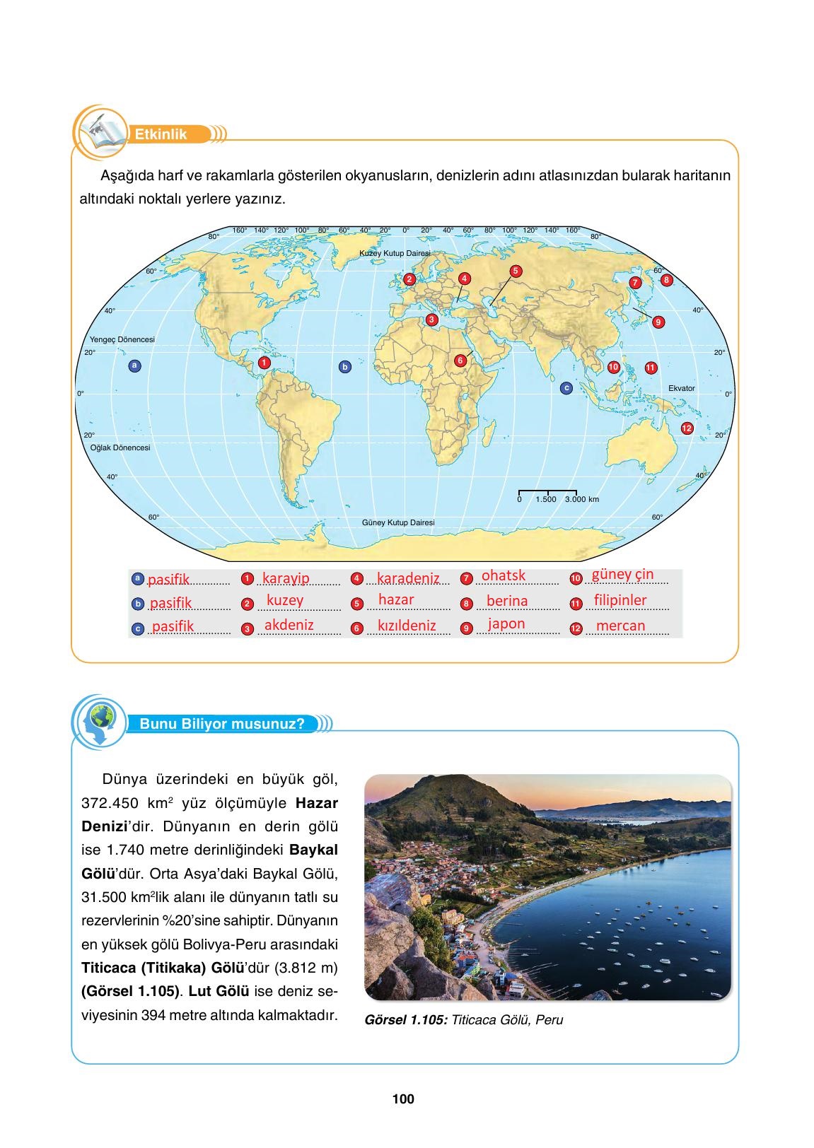 10. Sınıf Tutku Yayıncılık Coğrafya Ders Kitabı Sayfa 100 Cevapları