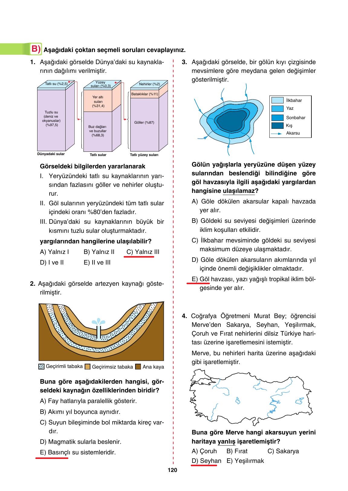 10. Sınıf Tutku Yayıncılık Coğrafya Ders Kitabı Sayfa 120 Cevapları