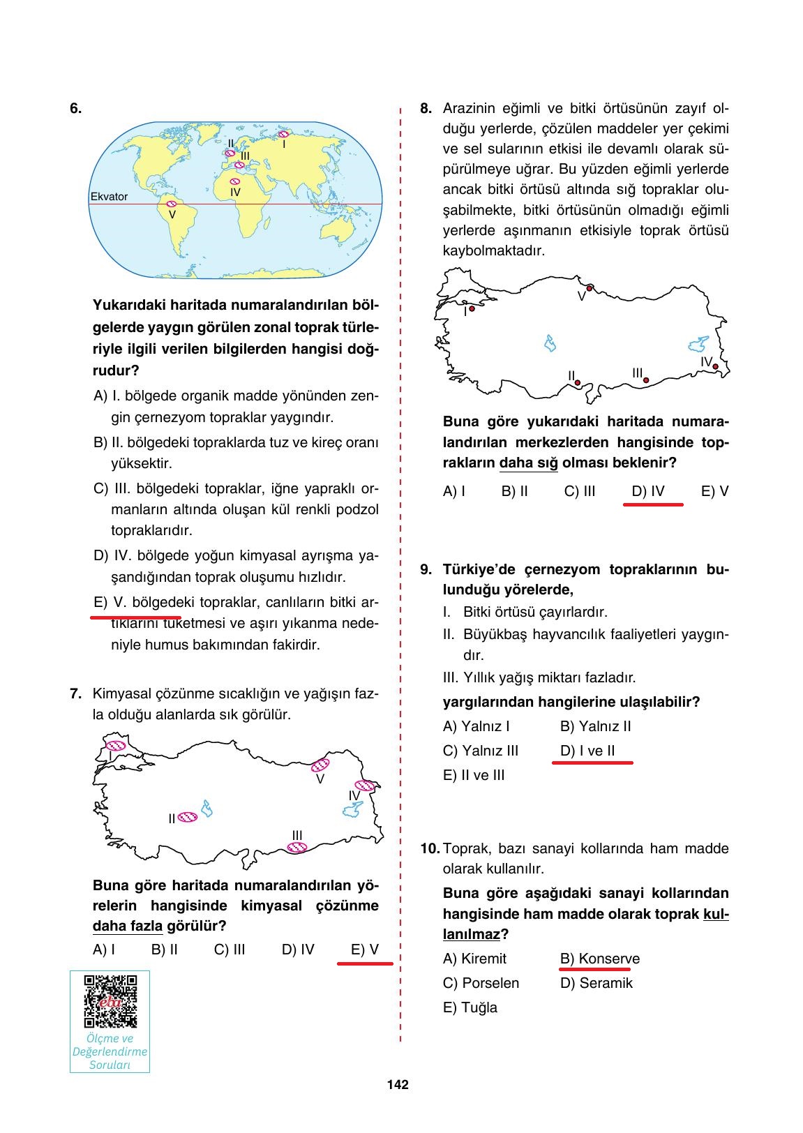 10. Sınıf Tutku Yayıncılık Coğrafya Ders Kitabı Sayfa 142 Cevapları