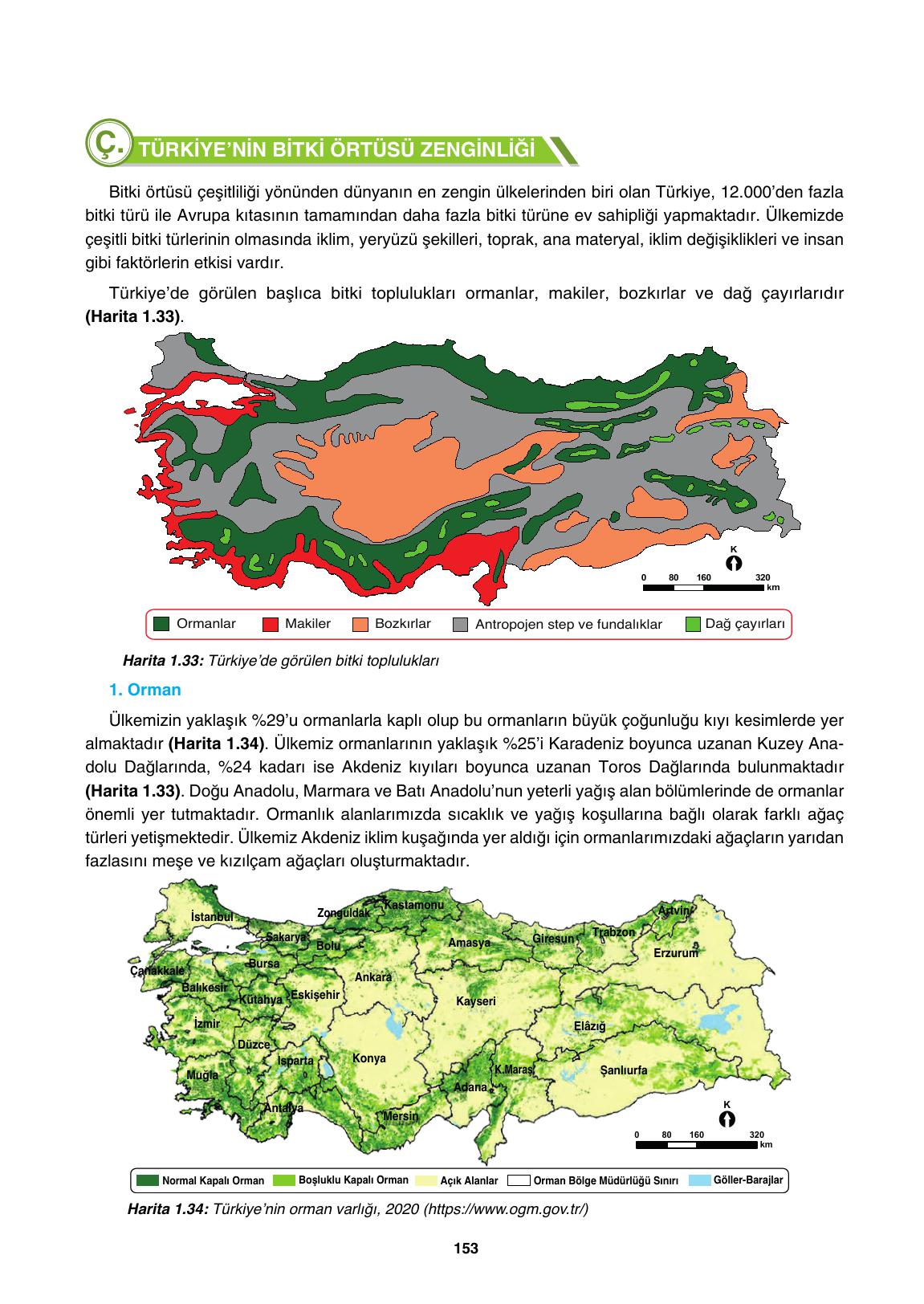 10. Sınıf Tutku Yayıncılık Coğrafya Ders Kitabı Sayfa 153 Cevapları