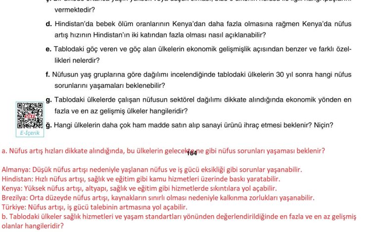 10. Sınıf Tutku Yayıncılık Coğrafya Ders Kitabı Sayfa 184 Cevapları