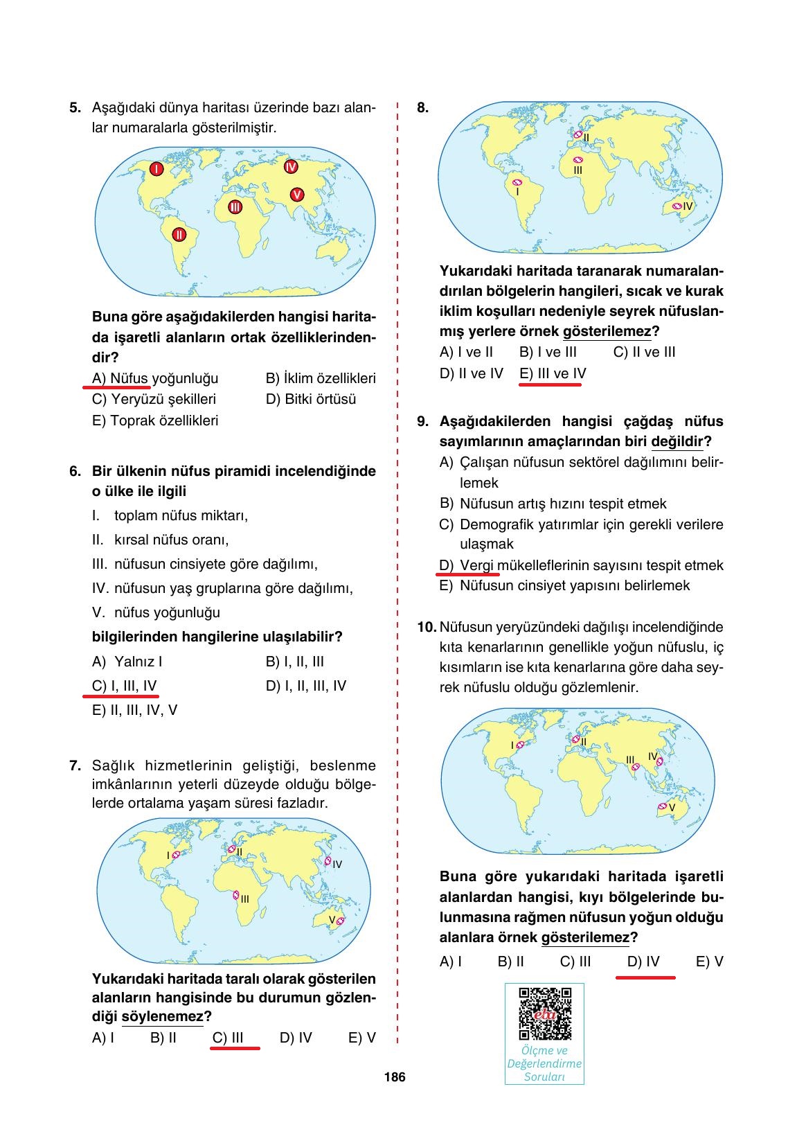 10. Sınıf Tutku Yayıncılık Coğrafya Ders Kitabı Sayfa 186 Cevapları