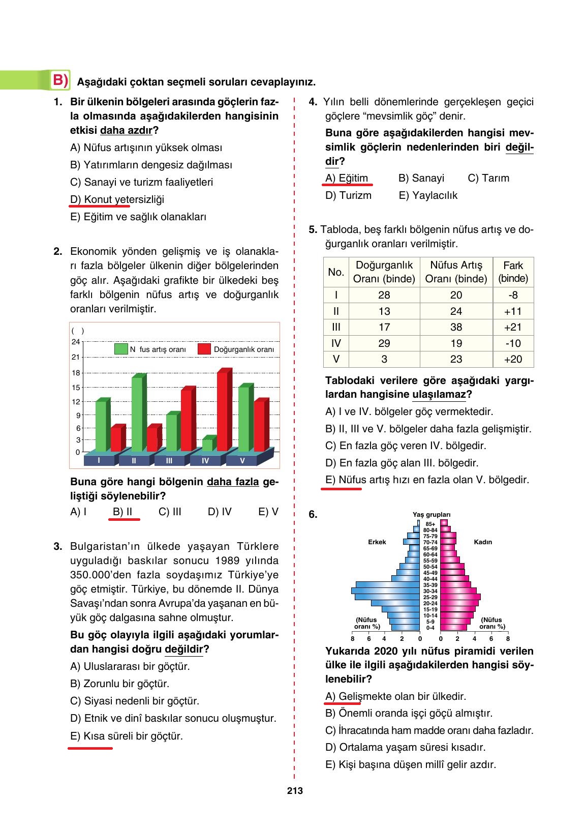 10. Sınıf Tutku Yayıncılık Coğrafya Ders Kitabı Sayfa 213 Cevapları