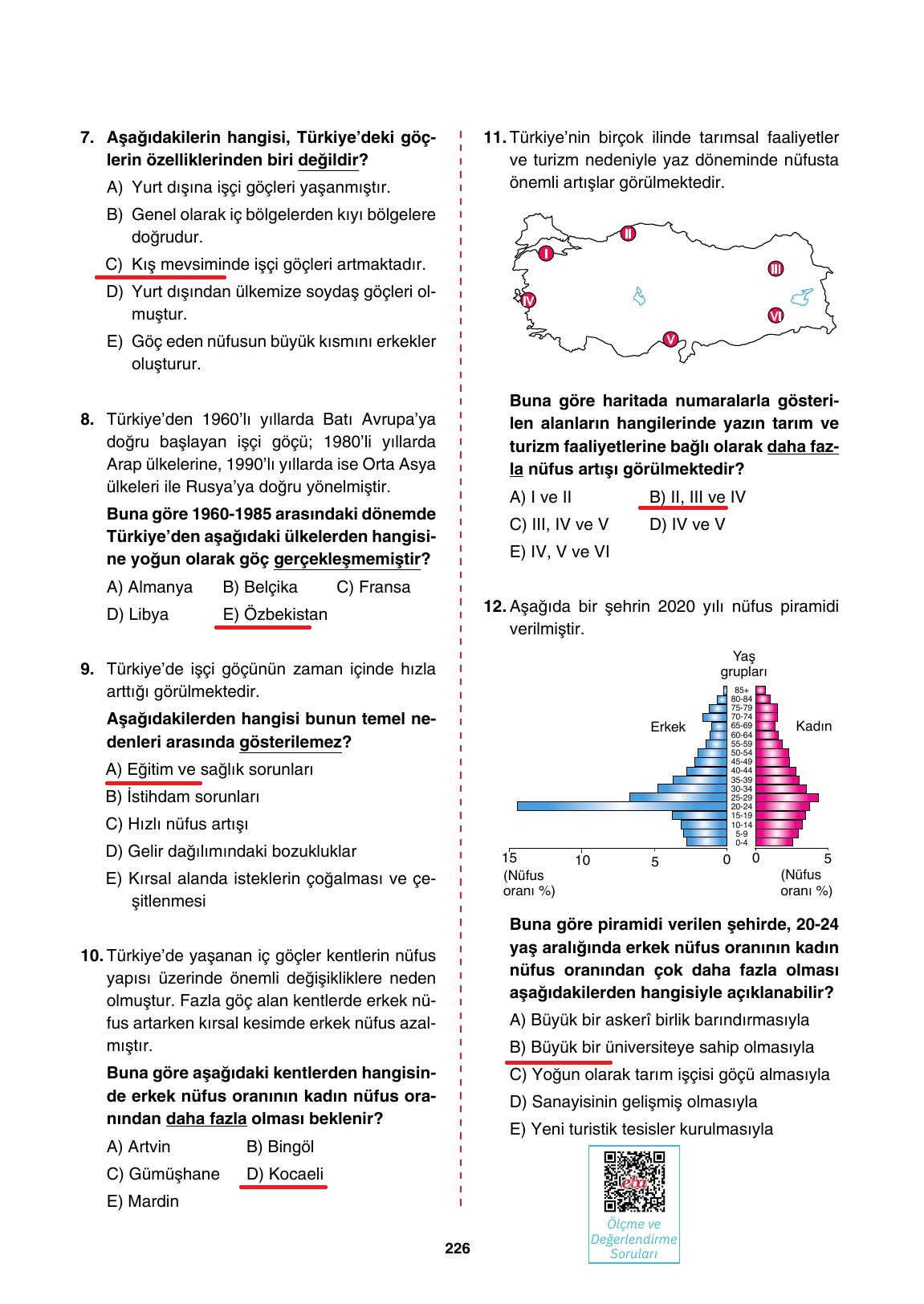 10. Sınıf Tutku Yayıncılık Coğrafya Ders Kitabı Sayfa 226 Cevapları