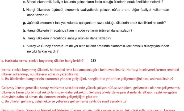 10. Sınıf Tutku Yayıncılık Coğrafya Ders Kitabı Sayfa 233 Cevapları