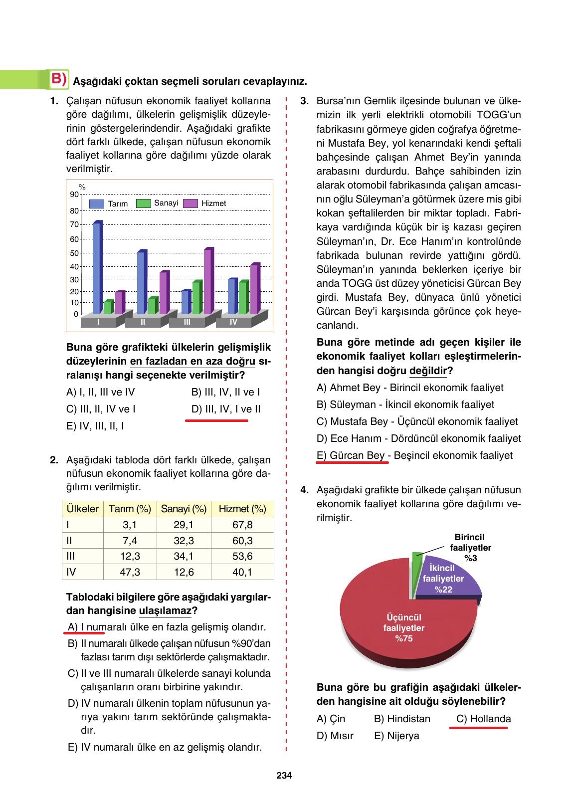 10. Sınıf Tutku Yayıncılık Coğrafya Ders Kitabı Sayfa 234 Cevapları