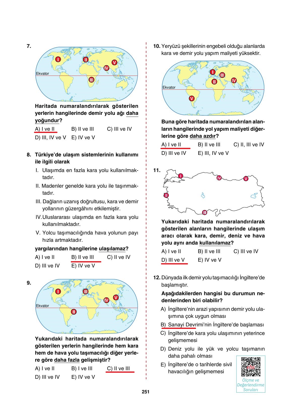 10. Sınıf Tutku Yayıncılık Coğrafya Ders Kitabı Sayfa 251 Cevapları