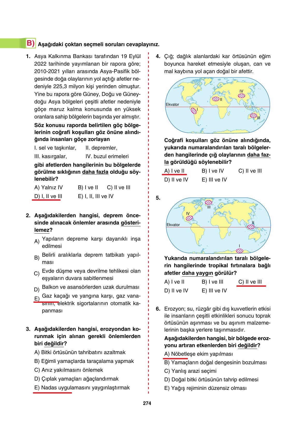 10. Sınıf Tutku Yayıncılık Coğrafya Ders Kitabı Sayfa 274 Cevapları