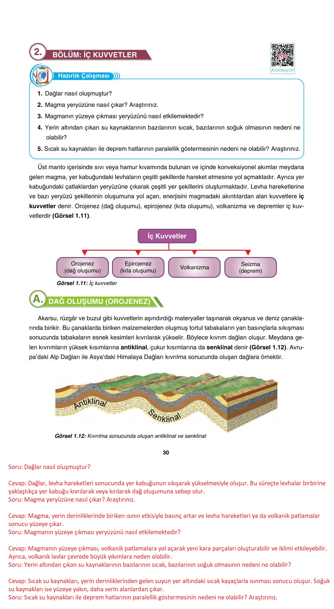 10. Sınıf Tutku Yayıncılık Coğrafya Ders Kitabı Sayfa 30 Cevapları