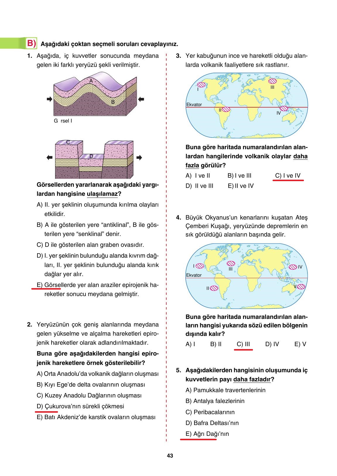 10. Sınıf Tutku Yayıncılık Coğrafya Ders Kitabı Sayfa 43 Cevapları