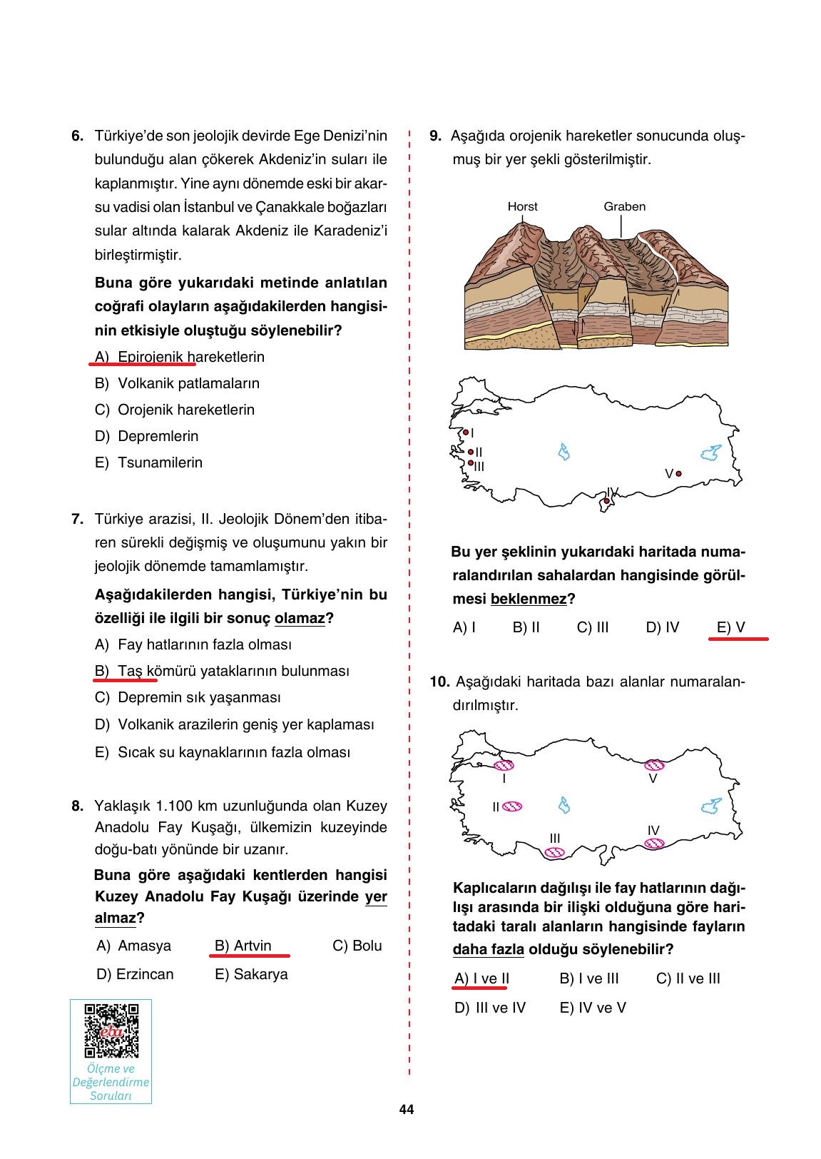 10. Sınıf Tutku Yayıncılık Coğrafya Ders Kitabı Sayfa 44 Cevapları