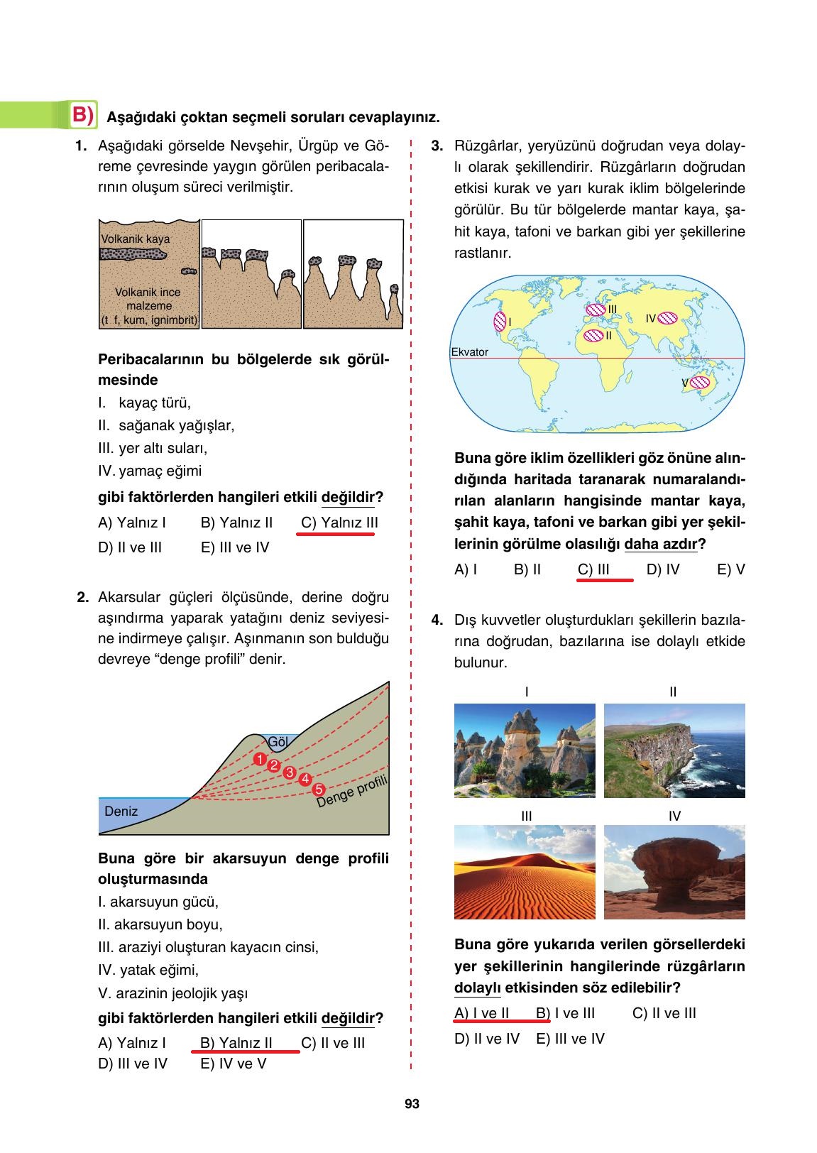 10. Sınıf Tutku Yayıncılık Coğrafya Ders Kitabı Sayfa 93 Cevapları