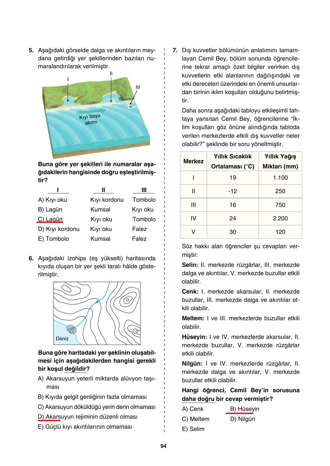 10. Sınıf Tutku Yayıncılık Coğrafya Ders Kitabı Sayfa 94 Cevapları