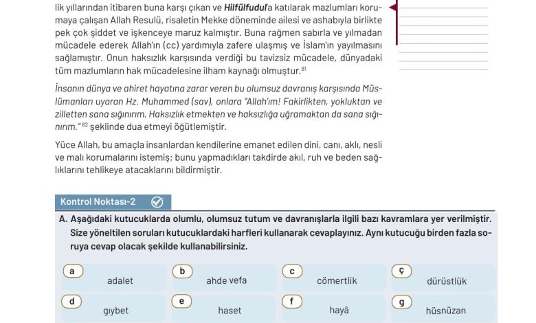 9. Sınıf Meb Yayınları Temel Dini Bilgiler Ders Kitabı Sayfa 141 Cevapları