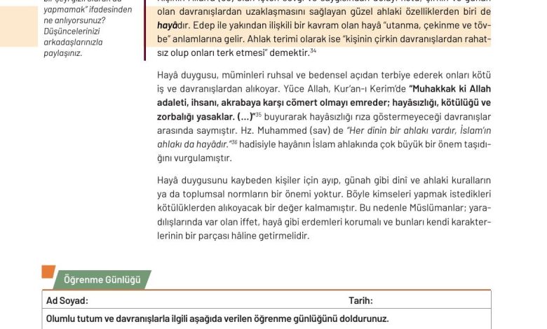 9. Sınıf Meb Yayınları Temel Dini Bilgiler Ders Kitabı Sayfa 132 Cevapları