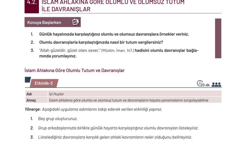 9. Sınıf Meb Yayınları Temel Dini Bilgiler Ders Kitabı Sayfa 127 Cevapları