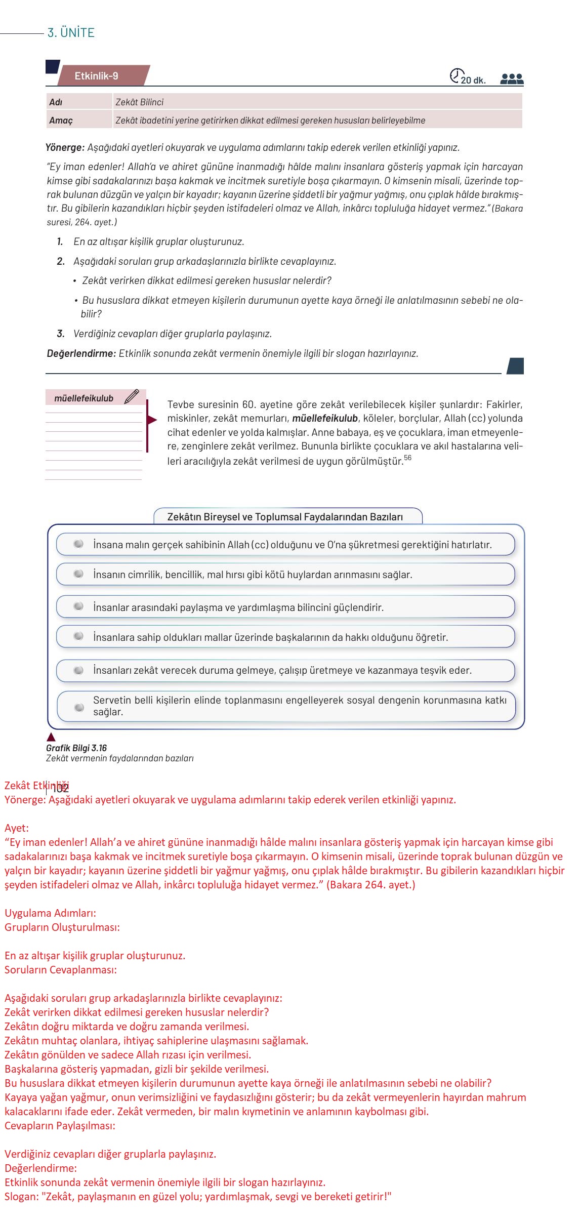 9. Sınıf Meb Yayınları Temel Dini Bilgiler Ders Kitabı Sayfa 102 Cevapları