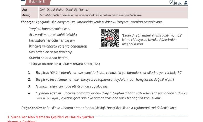 9. Sınıf Meb Yayınları Temel Dini Bilgiler Ders Kitabı Sayfa 95 Cevapları