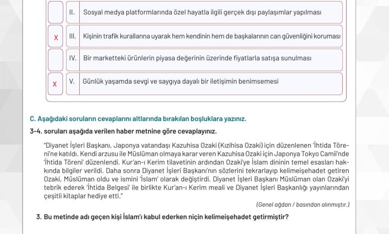 9. Sınıf Meb Yayınları Temel Dini Bilgiler Ders Kitabı Sayfa 66 Cevapları