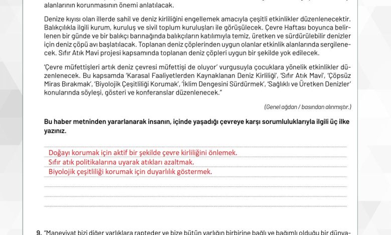 9. Sınıf Meb Yayınları Temel Dini Bilgiler Ders Kitabı Sayfa 36 Cevapları