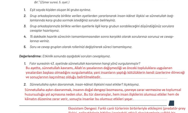 9. Sınıf Meb Yayınları Temel Dini Bilgiler Ders Kitabı Sayfa 31 Cevapları